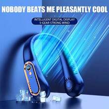 NetHong Neck Fan USB Portable Neck Fan Rechargeable Portable Cooler Neckband Bladeless~ - Royal Blue - View 12