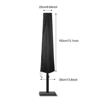Fundas de Parasol Negras 210D Impermeables para Patio con Cremallera para 6 Tamaños de Sombrillas de Exterior