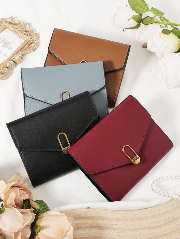 Portofel scurt multifuncțional de culoare solidă pentru femei, portofel pliabil, portofel pentru monede la modă cu fermoar, geantă de depozitare pentru carduri de credit de înaltă calitate, slot multiplu simplu pentru agrement, geantă pentru dormitor școlar și geantă pentru rechizite de studiu pentru înapoi la școală