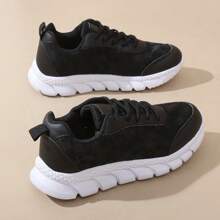 1 par de tenis casuales con cordones de malla transpirable para mujer, ligeros, para todas las estaciones