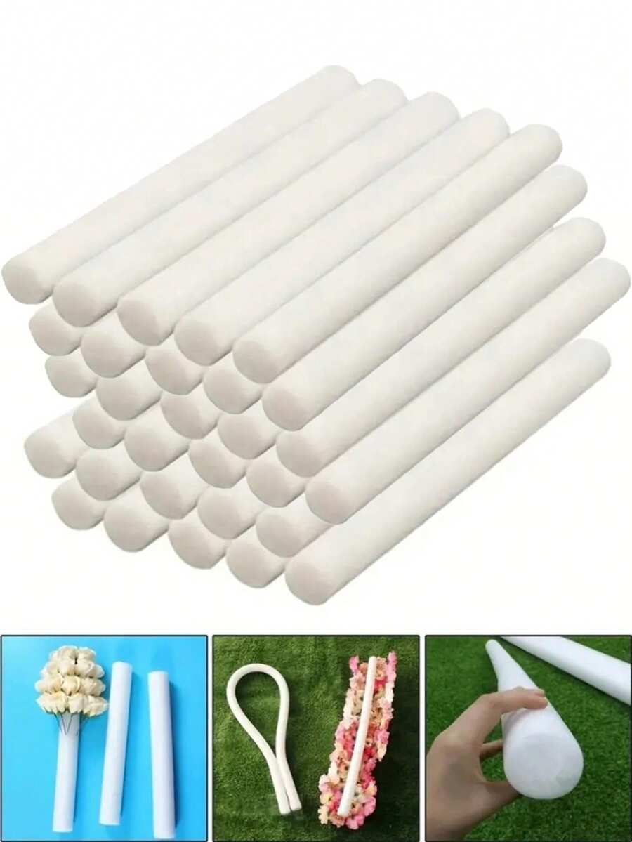 3/5/8 piezas de varillas de espuma floral blanca de alta calidad, tamaño: 40 cm * 5 cm - se pueden usar como base para arreglos florales de boda DIY. Este es un cilindro de esponja sólido adecuado para varios eventos y decoraciones de fiestas, como el Día de la Madre, Pascua, Acción de Gracias y San Valentín. También se puede usar como regalo para cumpleaños, graduaciones y otras ocasiones. Además, se puede usar para decoraciones de otoño y Halloween. - Barra de espuma - Ver 1