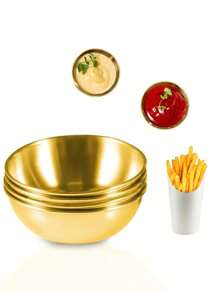 4pcs/6pcs/10pcs Reusable Stainless Steel Sauce Cups, Food Prep Bowls, Dipping Sauce Dishes, Soy Sauce Dishes, Sushi Sashimi Plates, Appetizer Plates, Suitable For Restaurant, Kitchen, Cafeteria,School Supplies