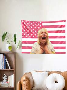 1pc Trisha Paytas Funny Pink American Flag Tapestry Polyester 90g Printed Wall Hanging For College Dorm, Bedroom, Living Room, Home Decor, Beautiful Art Tapestry, Ideal Holiday Gift - Pink - View 5