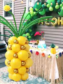 Set 56 de suporturi pentru baloane din latex cu ananas de vară - baloane din latex galbene și aurii de 5/10/12 inch cu baloane magice verzi cu arc, pentru petrecere hawaiană, decorațiuni cu fructe tropicale pentru sărbători de vară, articole pentru petreceri de ziua de naștere, decorațiuni pentru petreceri la piscină și plajă, decorațiuni pentru petreceri hawaiene Luau, baloane cu fructe aurii și verzi, decorațiuni pentru petreceri Aloha, petrecere cu tematică de fructe, petrecere cu ananas - Multicolor - Vizualizare 8