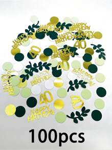 200/100/10 Stücke Geburtstagskonfetti, Glückwunsch Geburtstag Konfetti, goldene Karte "Alles Gute zum Geburtstag" grüne Blätter runde Konfetti, Geburtstags Tisch Dekoration, kann für DIY Geburtstags Tischdekoration verwendet werden, schafft eine fröhliche Atmosphäre, Feste & Party Zubehör