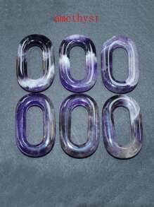 1 Piece Fashion High Quality Natural Amethyst Stone Oval Circle Pendant Semi-Precious Stone Large Hole Oval Circle Necklace Pendant DIY Bracelet Necklace Pendant Accessories