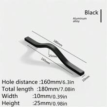 1 Pc Simple Aluminum Alloy Black Gold Brushed Furniture Cabinet Door Handles Curved Wardrobe Cupboard Door Handle Pulls Drawer Knobs Furniture Hardware