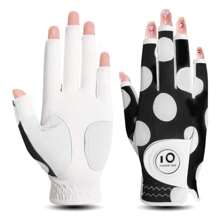 FINGER TEN Guante de golf para mujer con marcador de bola, para mano izquierda o derecha, empaque impreso. Guantes de golf para mujer, agarre en todo tipo de clima, transpirables y suaves, tallas pequeña, mediana, grande y extra grande