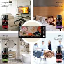 6*0.33oz Essential Oil Set, Includes Lavender, Rose, Jasmine, Cherry Blossom, Sweet Orange, Peach, Suitable For Diffuser, Humidifier, DIY Candle Making, Best Gift Set