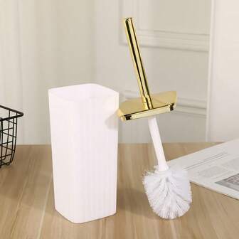 1 st elektropläterad toalettborste med långt skaft utan döda hörn, hushåll, hotell, hemvistelse, toaletttvätt, rengöring av hukplats, toalettset, magiskt verktyg badrumsdekor höstdekor