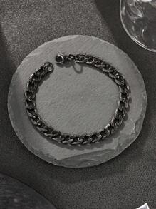 1 Stück Edelstahl schwarzes minimalistisches Ketten-Armband für Herren