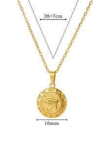 1 pièce Collier Œil d'Horus, Collier Pendentif Rond Wedjat Œil Ancien d'Égypte, Chaîne en Acier Inoxydable, Accessoire de Mode Talisman