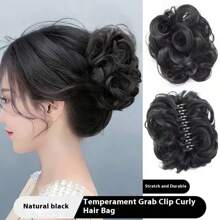1pc European And American Curly Messy Bun Hair Claw Clip, Elegant Fluffy Synthetic Hair Bun Holder, Hair Accessory For Volumizing And Curling Hairstyles, Suitable For Daily Wear, Outings And Styling Hair Clips Hair Jaw Clip Hair Clamps Hair Clutch Hair Catcher Clip