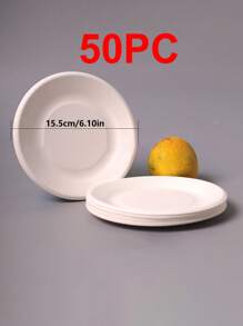 100pcs Sugarcane Pulp Disposable Paper Plates, Thicker Paper Pulp Plates For Barbecue, Cake, DIY Painting