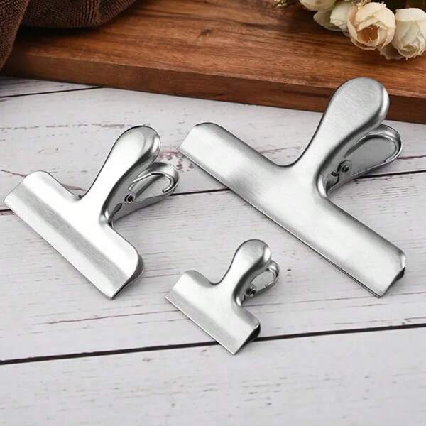 3/4pcs Stainless Steel Bag Clipsf For Food Heavy Duty Metal Silver Food Clips Office Paper Clamps Air Tight Seal Snack Clips