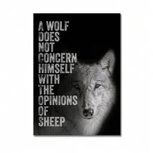 1 pezzo Tela stampata con dipinto di un leone, citazione motivazionale, poster animale ispiratore e positivo per decorazione d'ufficio o casa, senza cornice