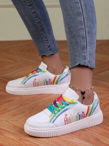 1 Pair Casual, Fashion, Versatile, Comfortable, Lightweight Outdoor/Campus/Sports Rainbow-Colored Sneakers