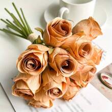 12 pièces Real Touch, bouquet de roses artificielles, convient pour la décoration de mariage, de maison et de table, idéal pour le bouquet de mariée, l'arrangement de salon et le festival, embellissement de décoration intérieure | Décoration de haie fleurie | Roses artificielles réalistes, fleurs artificielles d'extérieur 12 tiges de fleurs artificielles adaptées à la décoration de la maison, bouquet de roses artificielles réalistes, hôtel, décoration de table à la maison, arrangement de mariage, bouquet de mariée, cadeau de Saint-Valentin, fête des mères.