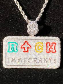 DUBSS 1 Piece Iced Out Rich Necklace Pendant For Men Plated Copper Hip Hop Jewelry - Letter - View 12