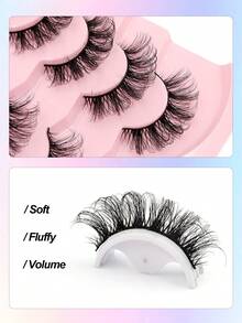 Asiteo 7 Pairs Fluffy False Eyelashes, Natural & Thick Soft, Reusable, Suitable For Eyelash Extensions - Black - View 6