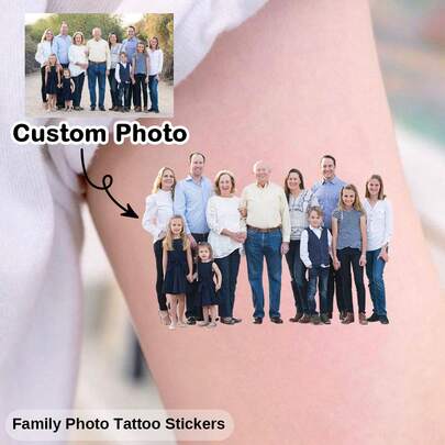 LICVIC 12-300Pcs Custom Family Photo Tattoo Stickers, Personalized Tattoo Stickers With Picture, Customized Headshots Tattoo Sticker, Customizable Family Photos Tattoo Stickers, Valentine's Day Gifts, Suitable For Various Parties Such As Birthday CelebrationsChristmas Beauty Accessories,Girly Era