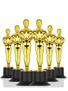 Golden Award Trophies,Gold Award Statues, 1/3/6pcs Mini Trophies, Plastic Trophy Award For Competition,Events, Sports, Party Decorations,Award Ceremony And Appreciation Gift - Multicolor - View 2