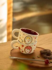 1 pieza Taza de cerámica vintage con diseño de gato, linda taza decorativa de café para uso doméstico, agua, leche, avena, té, jugo, desayuno, adecuada para cafetería, hogar, restaurante, fiesta, regalo de vuelta a la escuela