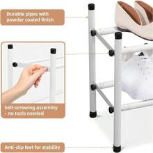 Estantería expandible para 44 pares de zapatos, organizador de zapatos metálico ajustable y apilable de 10 niveles para armario, entrada, pasillo, garaje, puerta principal, estantes para zapatos, color negro - Blanco - Ver 6