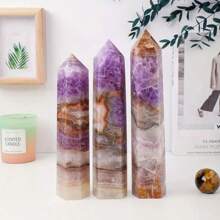 1 Stück bohemischer großer 12-13cm natürlicher Kristall Amethyst und Achat Einzelspitze für Heim-Dekoration oder Geschenk