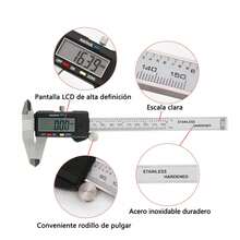 Digital Calibrador Electrónica con Pantalla LCD,Pie de Rey Vernier de Alta Precisión Acero Inoxidable,con Conversión Unidades de MM y Pulgadas, para Bricolaje y Joyería(0-150 mm/0-6 pulgadas) - Blanco - Ver 2