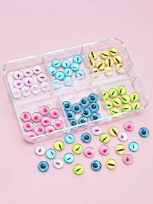 60 件套恶魔眼美甲配件，平底和可爱眼球 DIY 指甲装饰贴片 - 彩色 - 查看 3