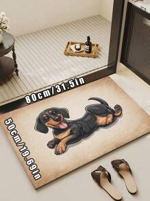 1pc Vintage Style Cute Dog Printed Doormat, Ultra-Thin Non-Slip Indoor Entrance Floor Mat, Welcome Rug, Bathroom Bedroom Mat, Garden Carpet, Home Decor Gift, Washable & Irronable