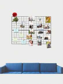 Grid Photo Wall, Wire Wall Grid For Photo Display, Photo Frame Collage Board, Wire Mesh Wall Panel Room Decoration, DIY Iron Photo Frame Collage For Hanging Wall Decoration, Foldable Multiple Picture Organizer. Home Decor Back To School School Supplies