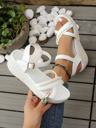 [2025 Spring/Summer New Arrival] Y2K European & American Ins Style Soft Cork Platform Wedge Thong Strap Rivet One-Buckle Roman Sandals For Women