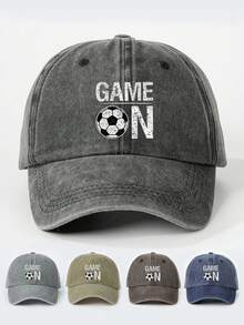 1 件女式印花 GAME 足球和破旧棒球帽，可调节户外防晒休闲帽，适合春季、秋季、旅行、海滩度假，适合年轻男士，Y2K 风格 - 棒球帽 - 查看 8