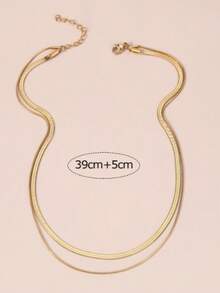 幾何裝飾鏈條頸鏈 - 金黃色 - 查看 7