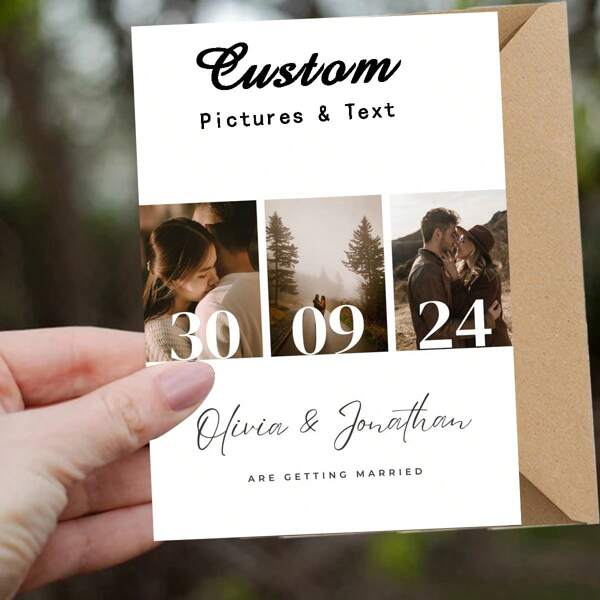 12 Stücke personalisierte Grußkarten, Hochzeitseinladungen, Hochzeitsjahrestags-Geschenke, mit Bildern und Text individualisiert, Geschenke, Erinnerungsgeschenke, inklusive Umschläge, Abschlussgeschenkkarten, Abschluss, Rückkehr zur Schule, Schulmaterial