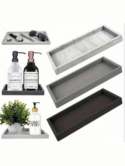 1 件/2 件矩形硅胶首饰托盘、浴室梳妆台台面装饰收纳托盘、适用于浴室浴缸摆放、香水、香薰、厨房香料瓶架、珠宝展示架、化妆品和护肤品玻璃钥匙扣、肥皂盒、水槽海绵收纳、浴室柜、浴室配件、家居装饰浴室装饰秋季装饰返校