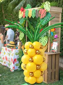Set 56 de suporturi pentru baloane din latex cu ananas de vară - baloane din latex galbene și aurii de 5/10/12 inch cu baloane magice verzi cu arc, pentru petrecere hawaiană, decorațiuni cu fructe tropicale pentru sărbători de vară, articole pentru petreceri de ziua de naștere, decorațiuni pentru petreceri la piscină și plajă, decorațiuni pentru petreceri hawaiene Luau, baloane cu fructe aurii și verzi, decorațiuni pentru petreceri Aloha, petrecere cu tematică de fructe, petrecere cu ananas - Multicolor - Vizualizare 9