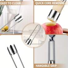 Vide-fruits et légumes en acier inoxydable, durable et facile à utiliser, 1 pièce - Gadget de cuisine universel compatible avec les pommes, poires, tomates, poivrons - Extracteur de graines de poivrons rouges