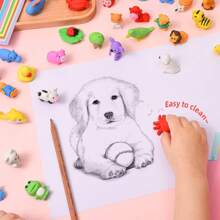 Set de 5/10/32/50 piezas de gomas de borrar con diseños de animales aleatorios y lindos - Gomas de borrar miniatura de animales para recompensas en el aula y regalos para fiestas, mascotas de colección para la mesa - Diversos estilos divertidos de papelería con mascotas, perfectos como incentivos para estudiantes y para llenar cajas de tesoros, gomas de borrar divertidas, aulas, papelería de goma linda