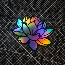 1pc Bright Lotus Flower Sticker, Car Decorative Accessory, Laser Theme, Floral, Japanese Style (JDM), Suitable For Car Window, Motorcycle, Bumper - one-size - View 5