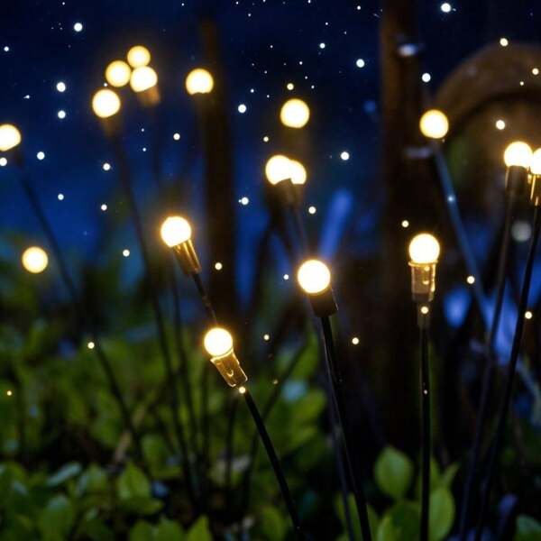 1 pezzo Luce solare da giardino a forma di lucciola da 6/8/10 LED, impermeabile, decorazione per esterni per il giardinaggio
