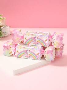 6pcs Unicorn Theme Gift Bags Candy Boxes With Ribbon, Rainbow Unicorn Style Gender Reveal Gift Wrapping Box For Birthday BabyShower Family Holiday Party Decoration Gift Wrapping Supplies,Birthday Party Favor,Candy Cookie Bags