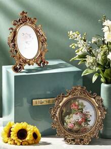 Ramă foto decorativă cu cadru curbat auriu în stil european vintage, pentru decorarea casei și afișarea imaginilor, cadouri de ziua de naștere și absolvire