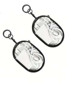 2/1 Peça Bolsa de Armazenamento de Cabo de Dados Portátil Transparente, Mini Bolsa de Armazenamento com Zíper, Bolsa de Armazenamento Multifuncional Compacta, Estojo para Fones de Ouvido e Carregador com Chaveiro, Bolsa para Pulseira, Bolsa para Maquiagem, Acessórios de Viagem Transparentes e Suprimentos Escolares