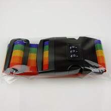 Adjustable Rainbow Luggage Straps] Rainbow Stripe Luggage Strap Belt Travel Rainbow Adjustable Luggage Suitcase Strap With Coded Lock 1.8m/70.8in Belt Strap Suitcase Accessories Lock Packing Belt Luggage Belt Strap Adjustable Suitcase Belts Ideal For Travel, Sports, Vacation Graduation - Multicolor - View 4