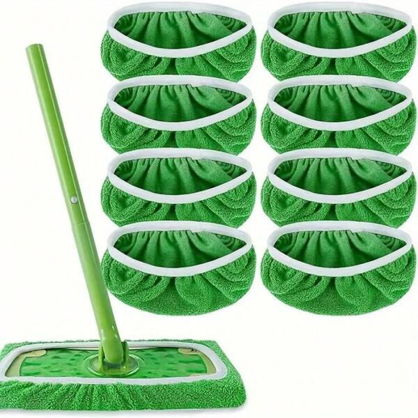 4/8 Pieces Of Green Super Absorbent Mop Cloth, Durable Cleaning Cloth, Suitable For Wet And Dry Floor Maintenance, Easy To Replace Mop Pad, Suitable For Wet And Dry Wiping, Durable Cleaning Cloth, Reusable Floor Cleaning Mop Pad