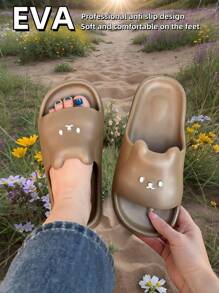 Pantuflas de interior para mujer de verano, con diseño de gato de dibujos animados, casuales y suaves, de material EVA para uso en el baño con antideslizante, antiolor, ligero y versátil, también disponible en estilo para hombres