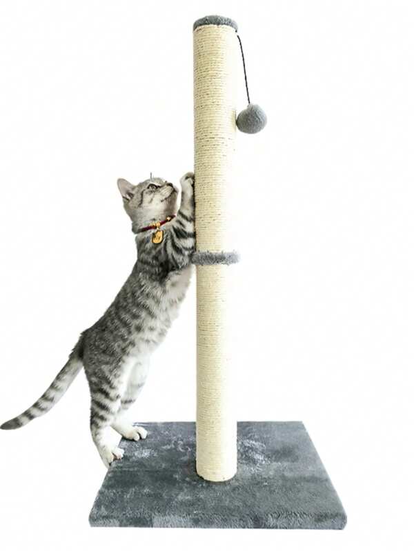 Cat Scratching Post, Claw Scratcher With Sisal Rope And Covered With Soft Smooth Plush, Vertical Scratch [Full Stretch], Modern Stable Design For Cats